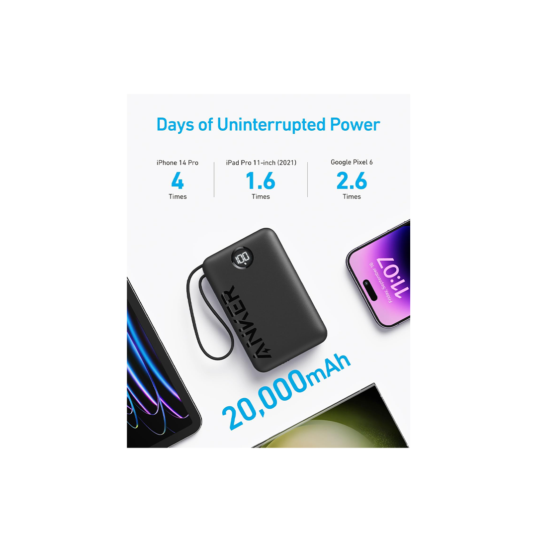 Anker A1647H11 Powercore 20000mAh 22.5W Portable Power Bank - Black in Qatar Anker A1647H11 Powercore 20000mAh 22.5W Portable Power Bank - Black in Qatar
